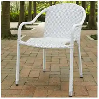 Walmart Palm Harbor Outdoor Wicker Stackable Chairs, White - Set of 4 offer