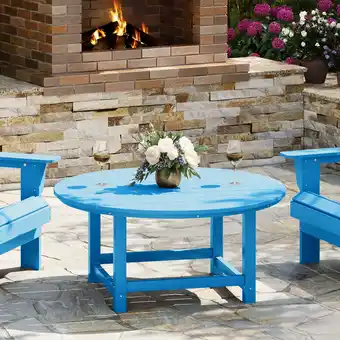 Walmart WestinTrends Malibu Low Outdoor HDPE Round Patio Coffee Table, Pacific Blue offer