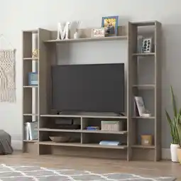 Walmart Sauder Beginnings Entertainment Wall System for TV's up to 50, Silver Sycamore Finish offer