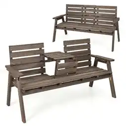 Walmart Gymax Outdoor Fir Wood Bench w/ Foldable Middle Table w/ Backrest & Armrests offer