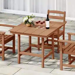 Walmart WestinTrends Ashore Outdoor HDPE 36 Square Patio Dining Table with Umbrella Hole, Teak offer