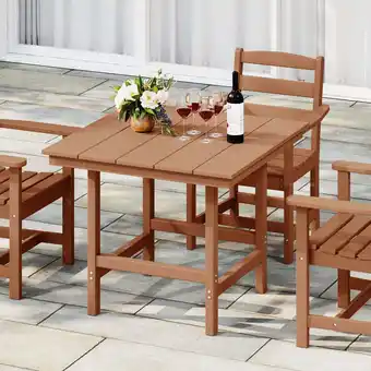 Walmart WestinTrends Ashore Outdoor HDPE 36 Square Patio Dining Table with Umbrella Hole, Teak offer