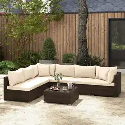 Walmart Costway 7 PCS Patio Rattan Furniture Set Sectional Sofa Cushioned Garden Brown offer