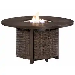 Walmart Signature Design by Ashley Paradise Trail Round Fire Pit Table in Medium Brown offer