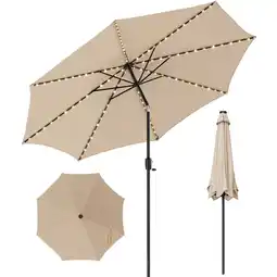 Walmart Costway 120 Beige Round Market Patio Umbrella, Solar Lighted offer