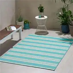 Walmart Direct Wicker 5'3'x7' Teal & Ivory Outdoor Crafted Area Rug, Polypropylene offer