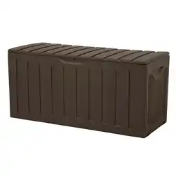 Walmart Open Box Plastic 90 Gal Outdoor Locking Storage Bin Deck Box, Brown offer