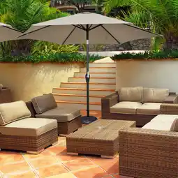 Walmart Costway 10Ft Outdoor Market Patio Table Umbrella Push Button Tilt Crank Lift Tan offer