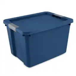 Walmart Sterilite Large Storage Bin, 20 Gallon Plastic Storage Container with Latch Lid, Blue offer