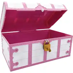 Walmart Teacher Created Resources Treasure Chest with Lock & Key Pink & White (TCR6055) offer