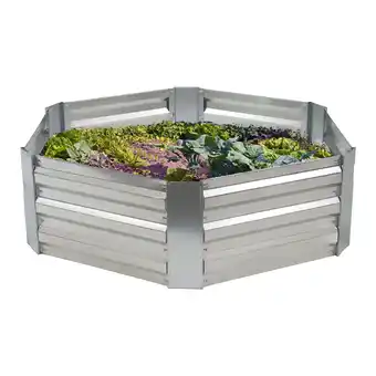 Walmart Sunnydaze 41 x 35 x 12.25 Hexagon Silver Galvanized Steel Outdoor Raised Garden Bed offer