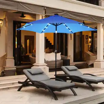 Walmart Costway 9' Solar LED Lighted Patio Market Umbrella Tilt Adjustment Crank Lift Blue offer