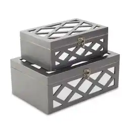 Walmart Modern Set of 2 Wooden Lattice Box Black offer