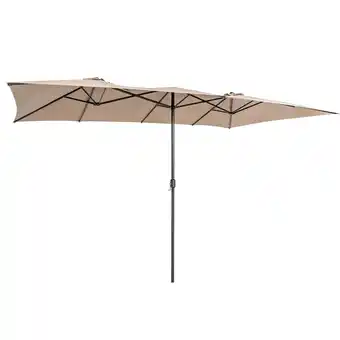 Walmart Costway 15FT Double-Sided Patio Market Umbrella Large Crank Handle Vented Outdoor Twin Coffee offer