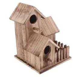 Walmart Wooden Bird House for indoor and outdoor Free Standing Garden Decor of nesting 2 offer