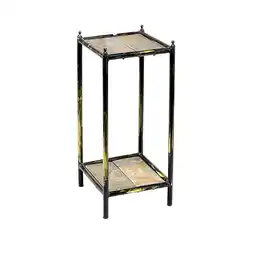 Walmart Benjara 2 Tier Square Stone Top Plant Stand with Metal Frame, Small, Black and Gray offer