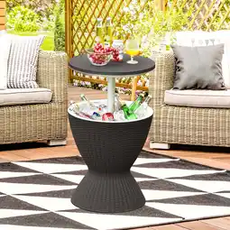 Walmart Gymax 8-Gal Patio Ice Cooler Bucket Cool Bar Side Table w/ Retractable Tabletop Black offer