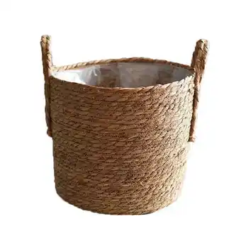 Walmart Winyuyby Plant Pots Seagrass Planter Basket Flower Pot Cover Woven Plant Container Vase Wicker Trash offer