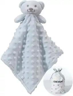 Walmart CREVENT Plush Cozy Lovey Security Blanket with Minky Dot, for Newborn Boy or Girl,Unisex,Blue Bear offer