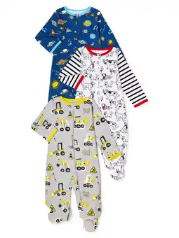 Walmart Wonder Nation Newborn Baby Boy Sleep and Play Pajamas, 3-Pack, Preemie-6/9 Months offer