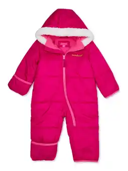 Walmart Pink Platinum Baby Girl Puffer Snowsuit, Convertible Foot & Hand Warmers, Sizes 0-24 Months offer