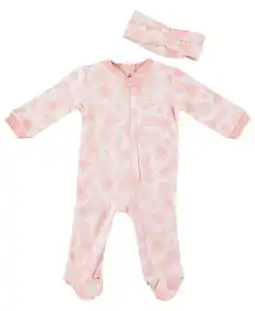 Walmart Chick Pea Baby Girl 2PC Footed Coverall Set W/ Zipper Newborn-9 Months offer