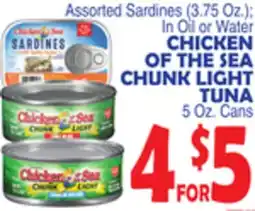 Bravo Supermarkets CHICKEN OF THE SEA CHUNK LIGHT TUNA 5 Oz. Cans offer