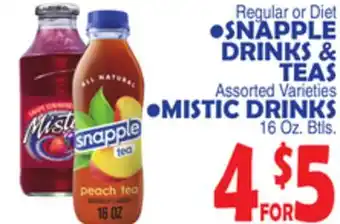 Bravo Supermarkets SNAPPLE DRINKS & TEAS offer