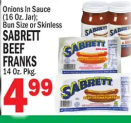 Bravo Supermarkets SABRETT BEEF FRANKS 14 Oz. Pkg offer