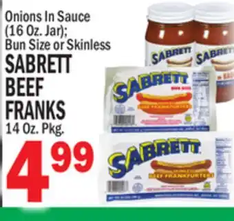 Bravo Supermarkets SABRETT BEEF FRANKS 14 Oz. Pkg offer