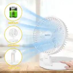 Walmart GEEK AIRE Home Desk Fan, 3 Speeds, 7 Inch, Rechargeable Folding Small Desk Fan, White offer