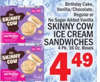 C Town SKINNY COW ICE CREAM SANDWICHES offer