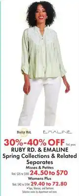 Boscov's RUBY RD. & EMALINE Spring Collections & Related Separates offer