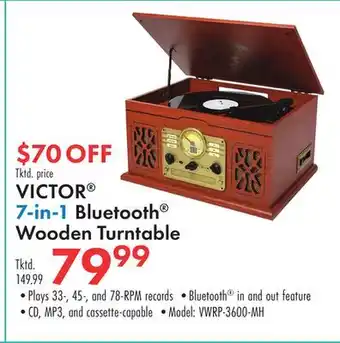 Boscov's VICTOR 7-in-1 Bluetooth Wooden Turntable offer