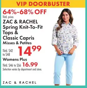 Boscov's ZAC & RACHEL Spring Knit-To-Fit Tops & Classic Capris Petites offer