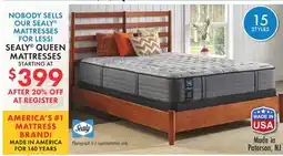 Boscov's SEALY QUEEN MATTRESSES offer