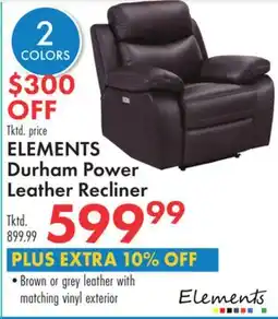 Boscov's ELEMENTS Durham Power Leather Recliner offer