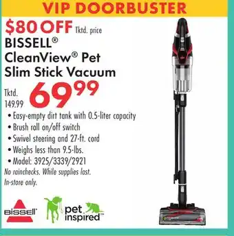 Boscov's BISSELL CleanView Pet Slim Stick Vacuum offer