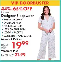 Boscov's Designer Sleepwear offer