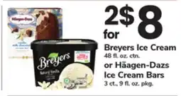 ACME Breyers Ice Cream 48 fl. oz. ctn. or Häagen-Dazs Ice Cream Bars 3 ct., 9 fl. oz. pkg offer