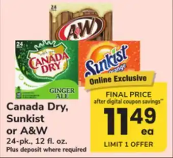 ACME Canada Dry, Sunkist or A & W offer