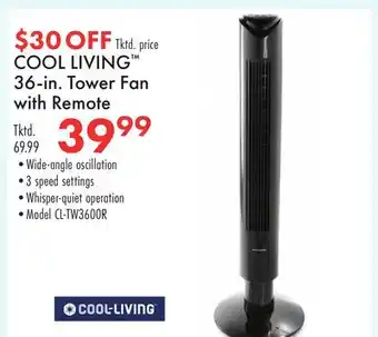 Boscov's COOL LIVING 36-in. Tower Fan with Remote offer