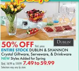 Boscov's DUBLIN & SHANNON Crystal Giftware, Serveware, & Drinkware offer