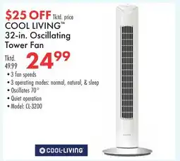 Boscov's COOL LIVING 32-in. Oscillating Tower Fan offer