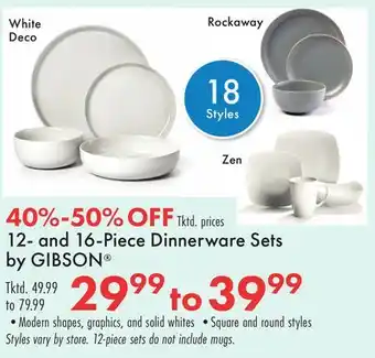 Boscov's 12- and 16-Piece Dinnerware Sets by GIBSON offer