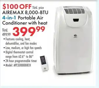 Boscov's AIREMAX 8,000-BTU 4-in-1 Portable Air Conditioner with heat offer