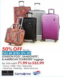 Boscov's LONDON FOG , SAMSONITE , & AMERICAN TOURISTER Luggage offer