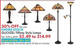 Boscov's QUOIZEL Tiffany Style Lamps offer