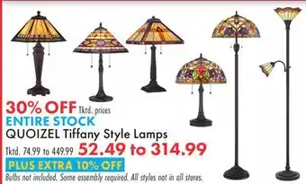 Boscov's QUOIZEL Tiffany Style Lamps offer