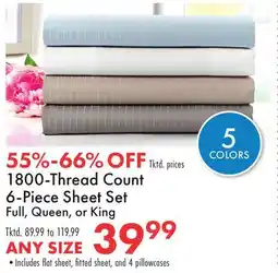 Boscov's 1800-Thread Count 6-Piece Sheet Set offer